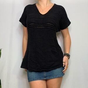 Calvin Klein Black Short Sleeve Knit Top